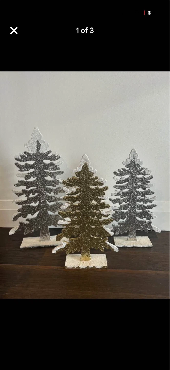 Set of 3 Glitter Christmas Trees
