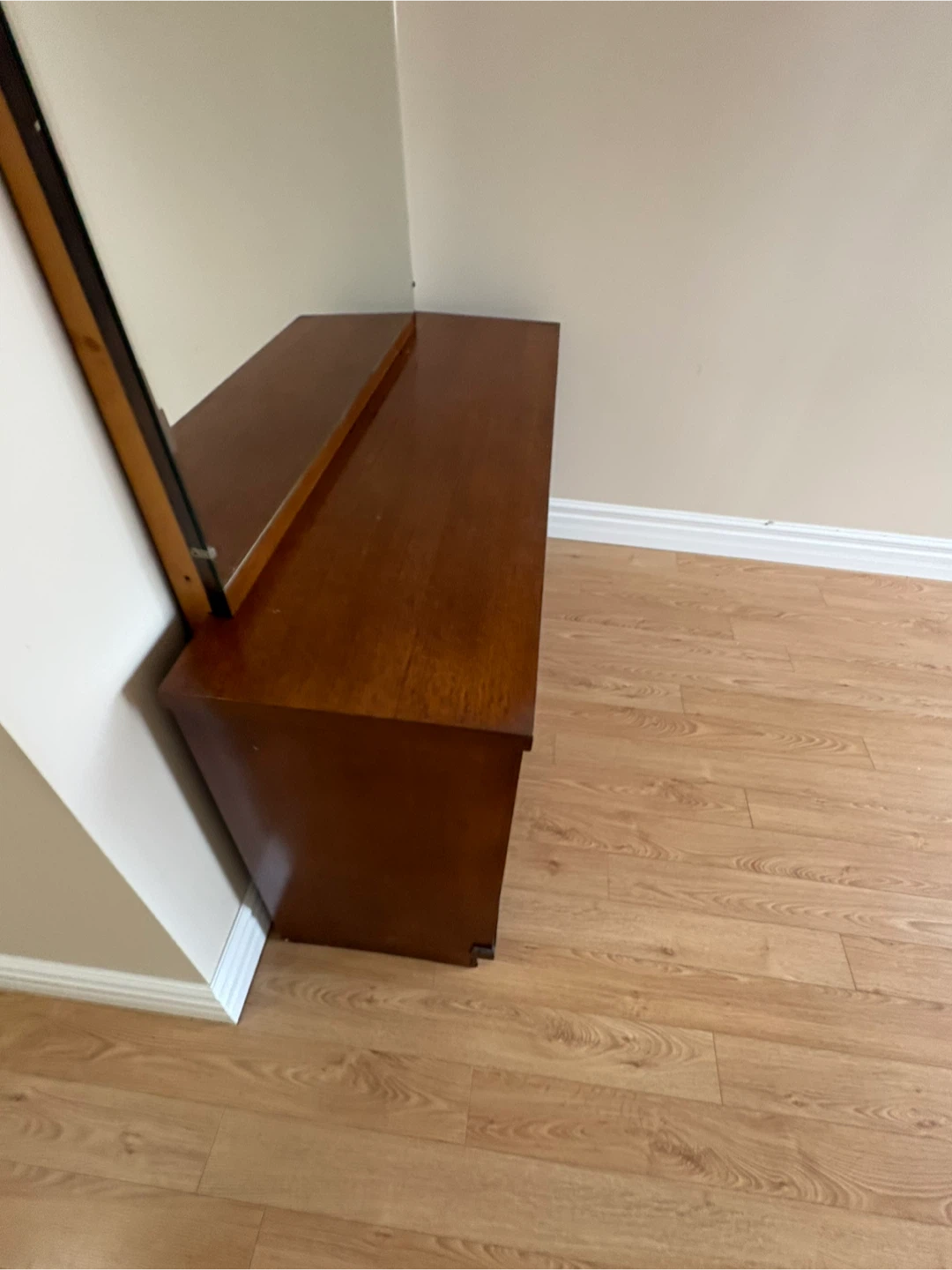 Free delivery used antique Wooden Dresser with Mirror - photo 4