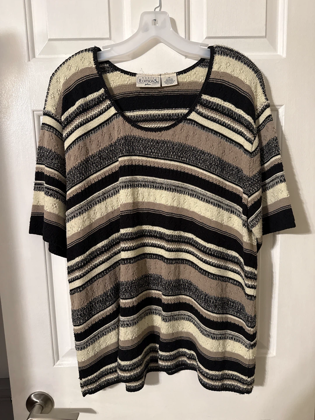 Basic Editions Plus Striped Knit Top