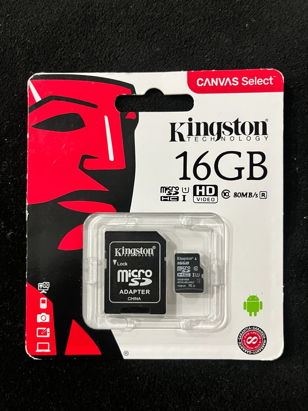 Sealed pack new Kingston 16GB MicroSD Card with Adapter