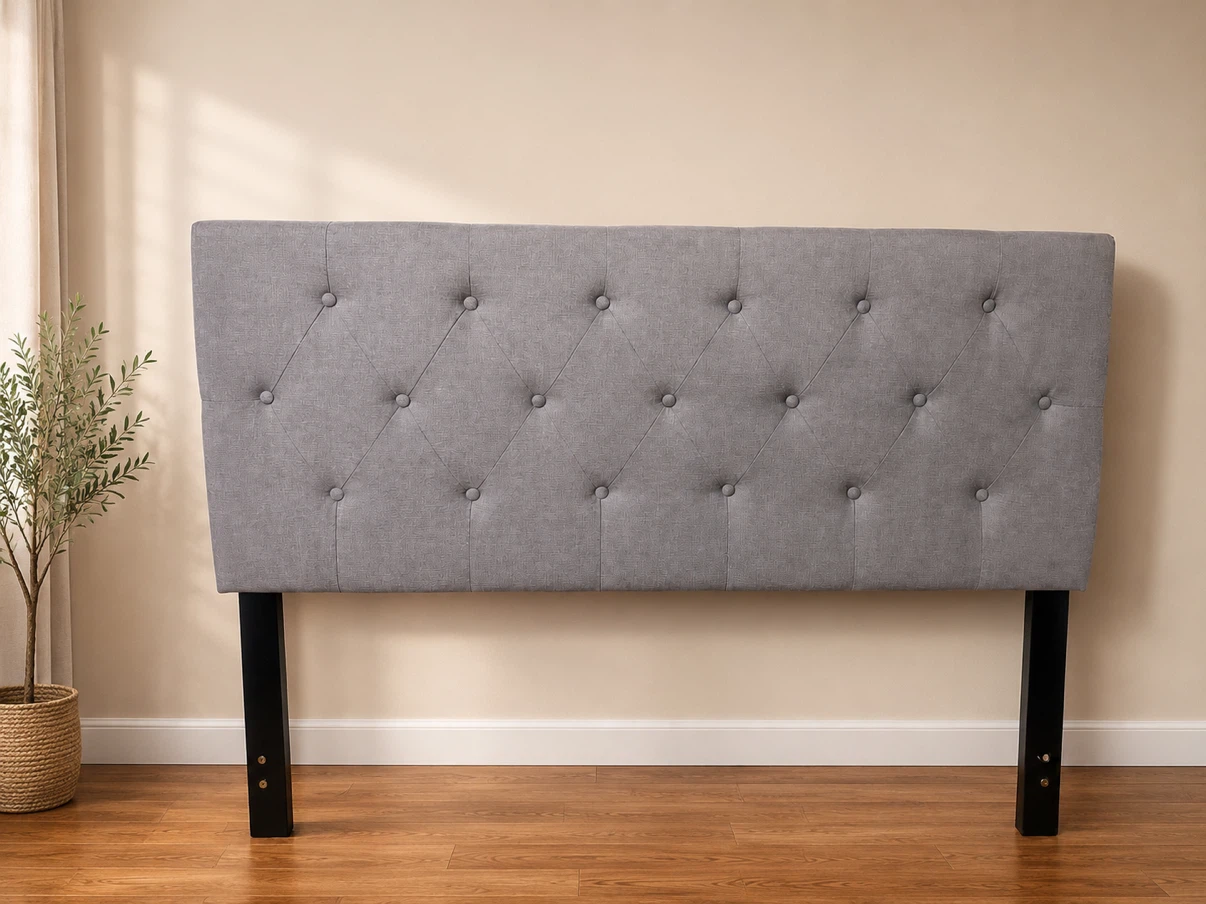 Tufted full size Headboard - Grey Fabric