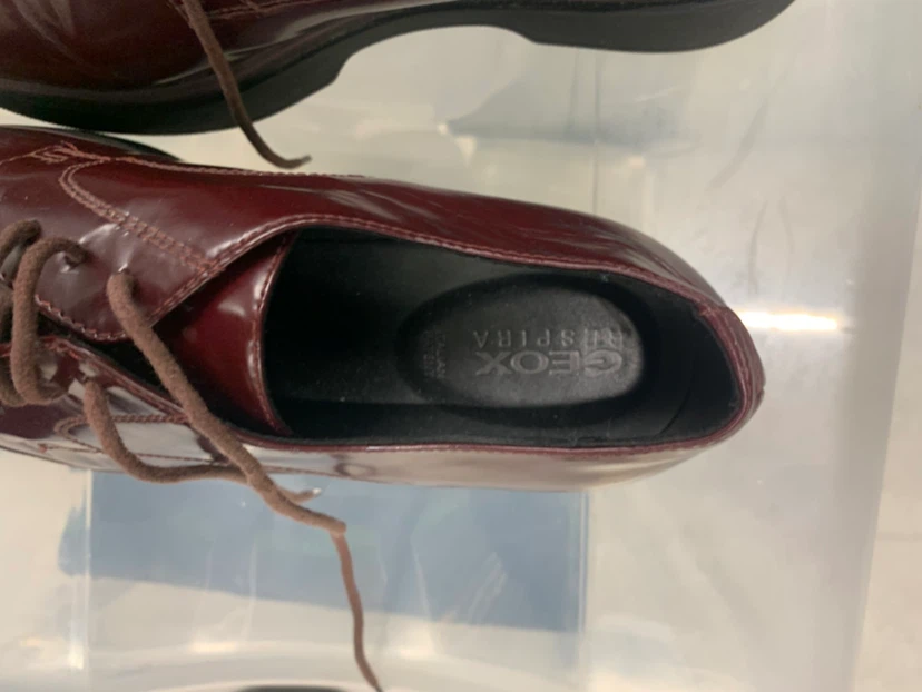 GEOX Bellerina Burgundy Shiny Leather Lace-Up Shoes