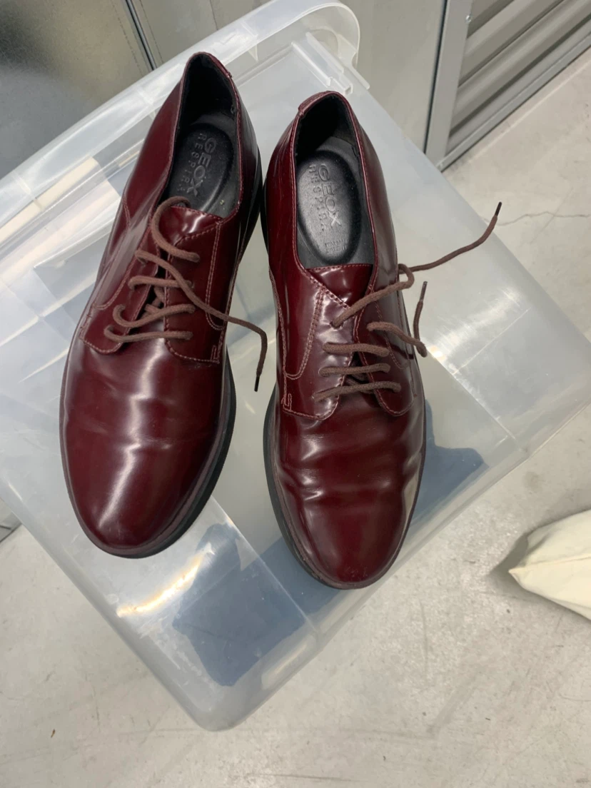 GEOX Bellerina Burgundy Shiny Leather Lace-Up Shoes - photo 4