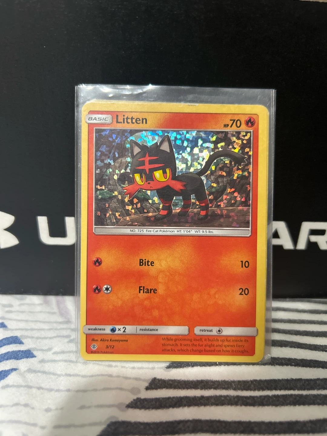Pokemon Litten Holo Card 3/12 Sun and Moon
