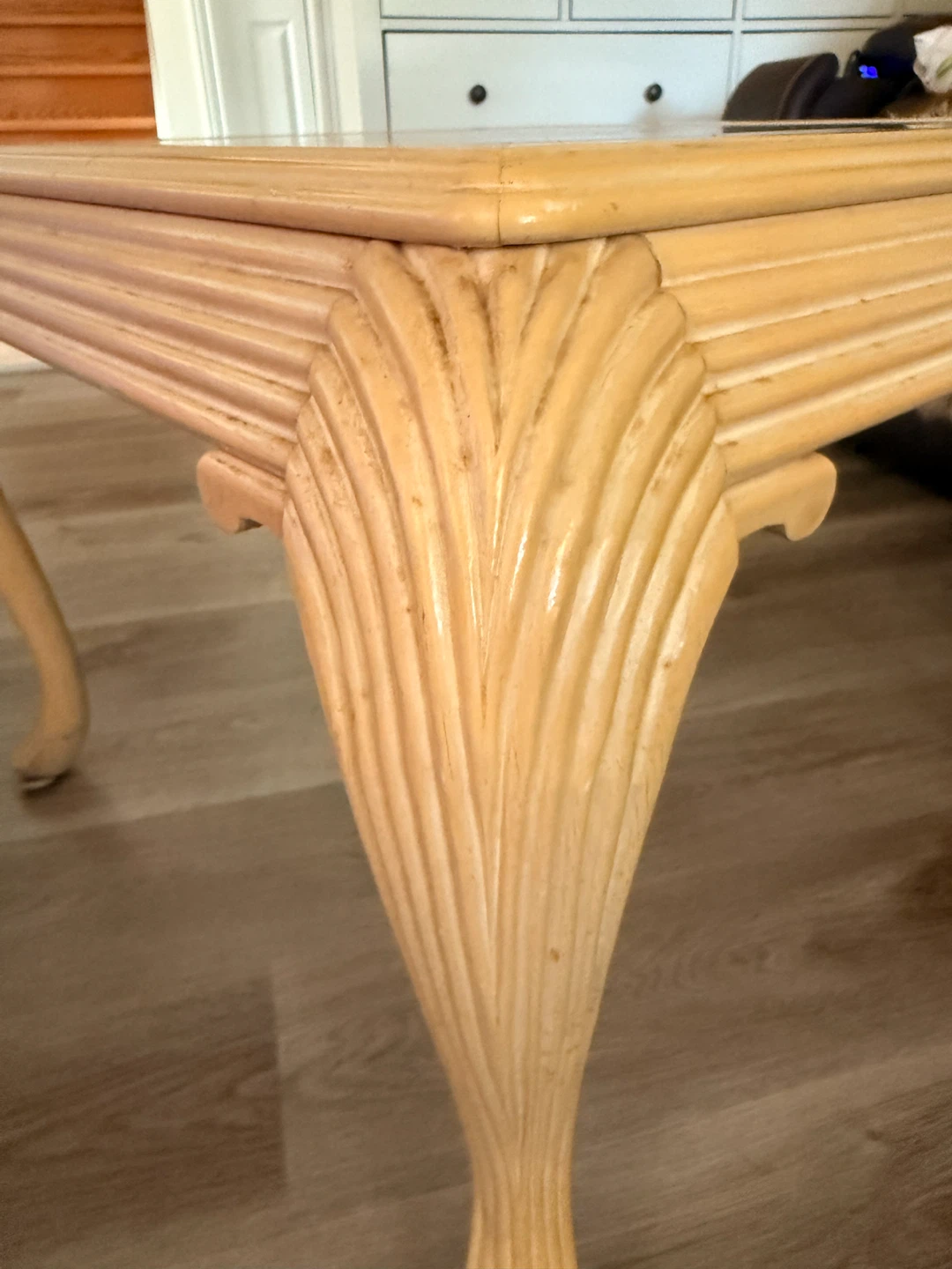 Pine Wood & Glass Top Table MCM Style - photo 5