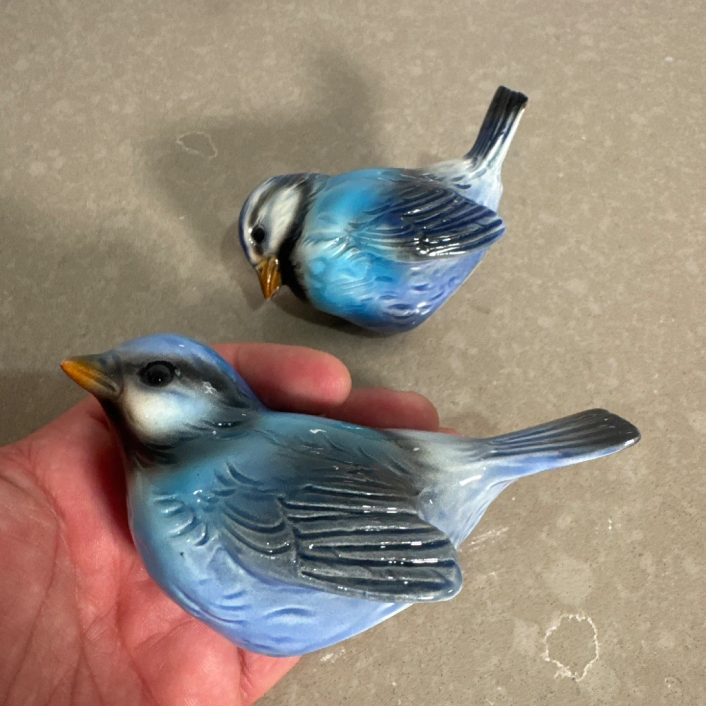 Pair of Blue Ceramic Birds - photo 5