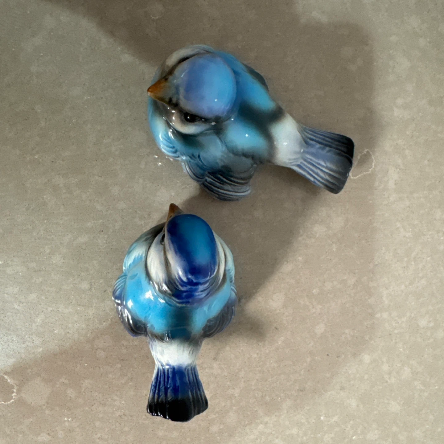 Pair of Blue Ceramic Birds - photo 2