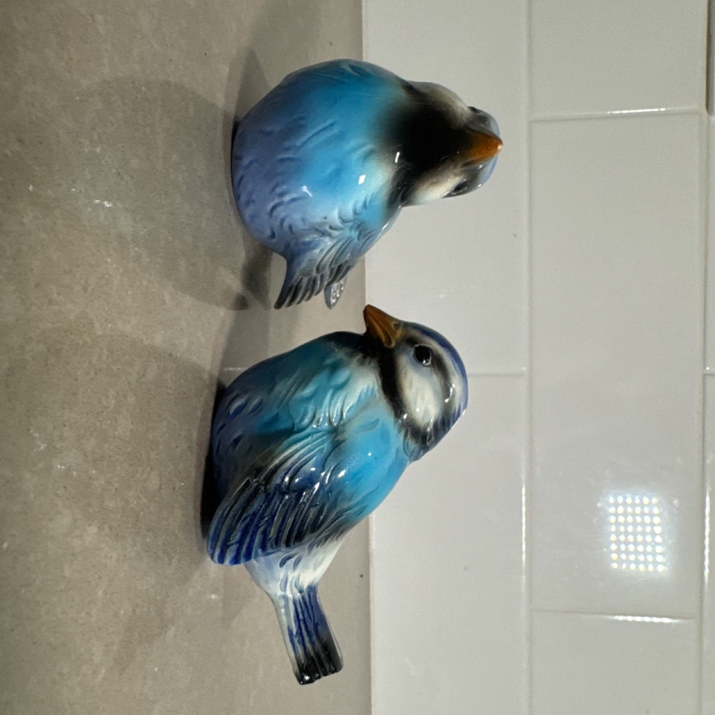 Pair of Blue Ceramic Birds - photo 3