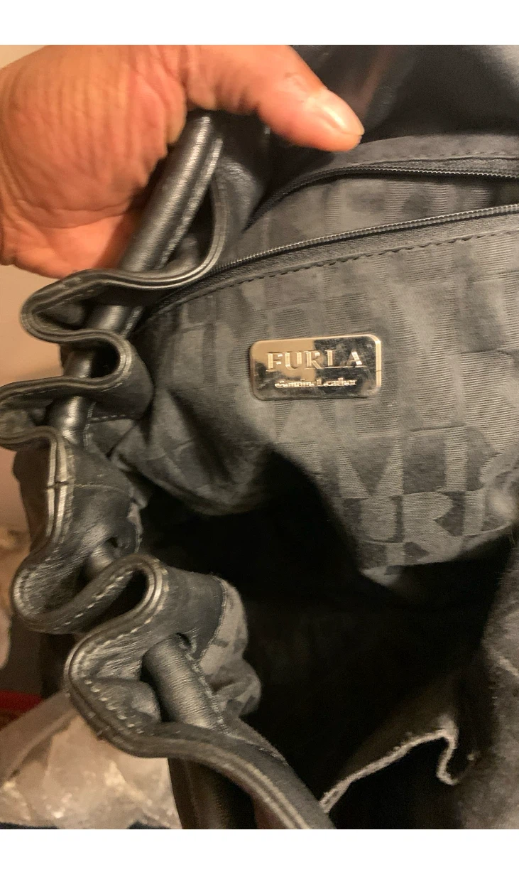 Furla Black Leather Hobo Handbag