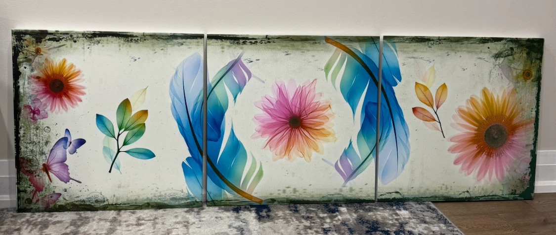 3-Piece Vibrant Floral Design Wall Art Set