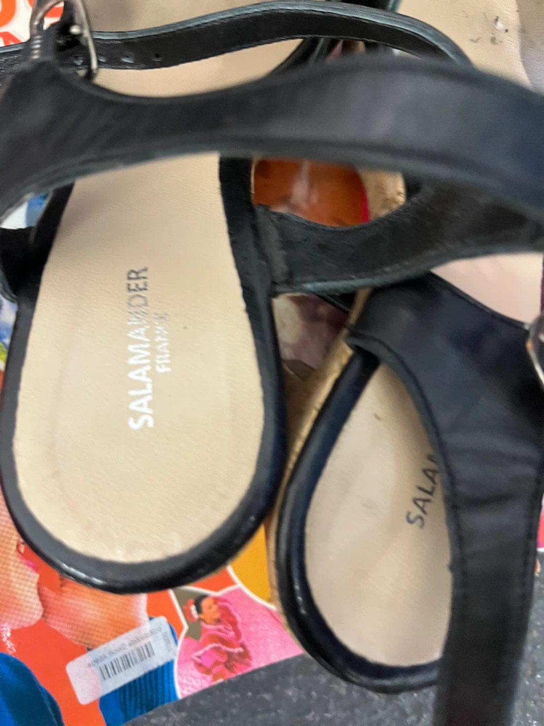 Salamander Black Wedge Sandals