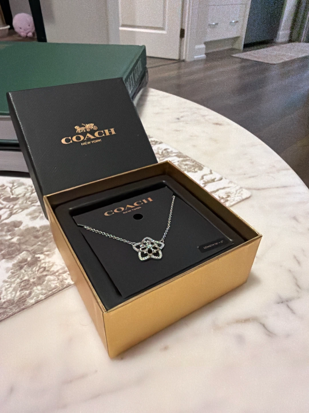 Coach Flower Pendant Necklace with Box