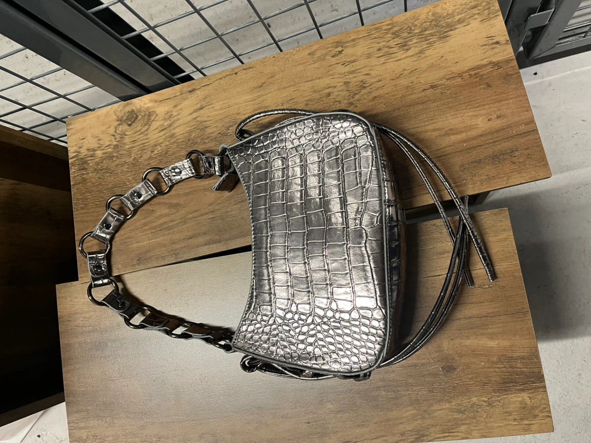 Silver Croc Embossed Shoulder Bag - photo 2