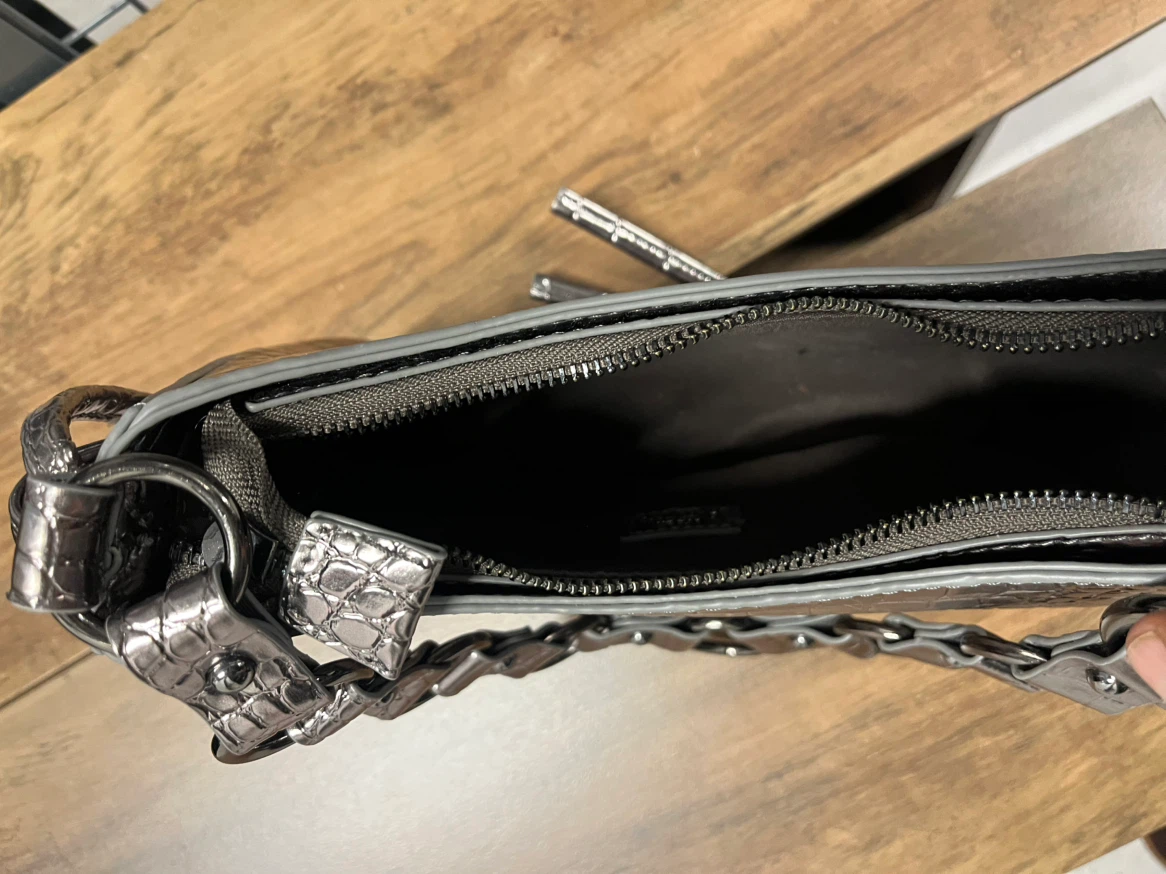 Silver Croc Embossed Shoulder Bag - photo 3