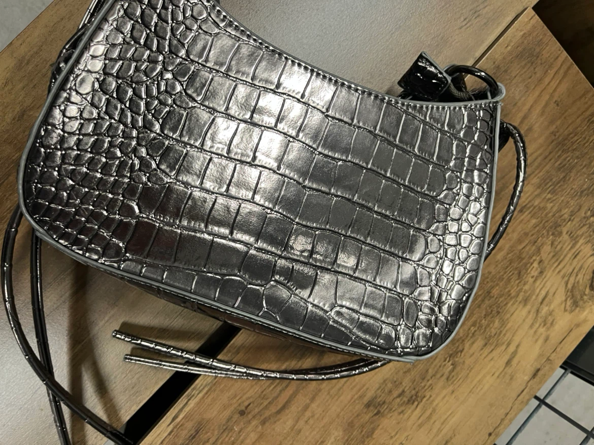 Silver Croc Embossed Shoulder Bag - photo 4
