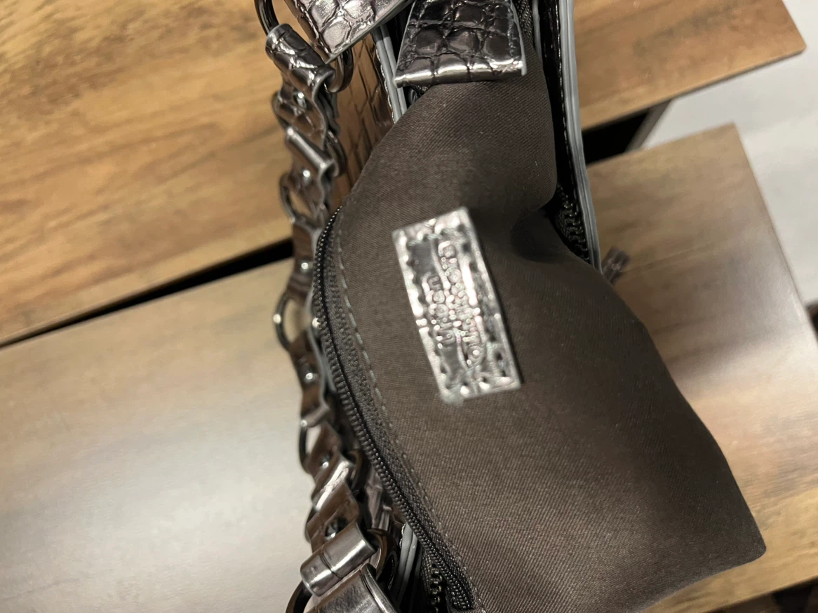 Silver Croc Embossed Shoulder Bag - photo 5