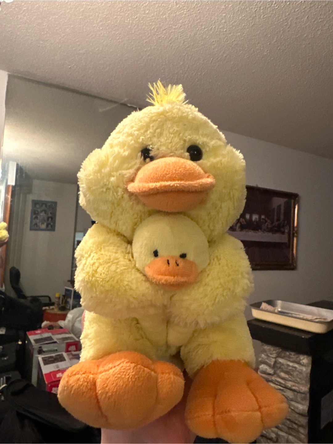 Yellow Stuffed Duck with Baby Duck