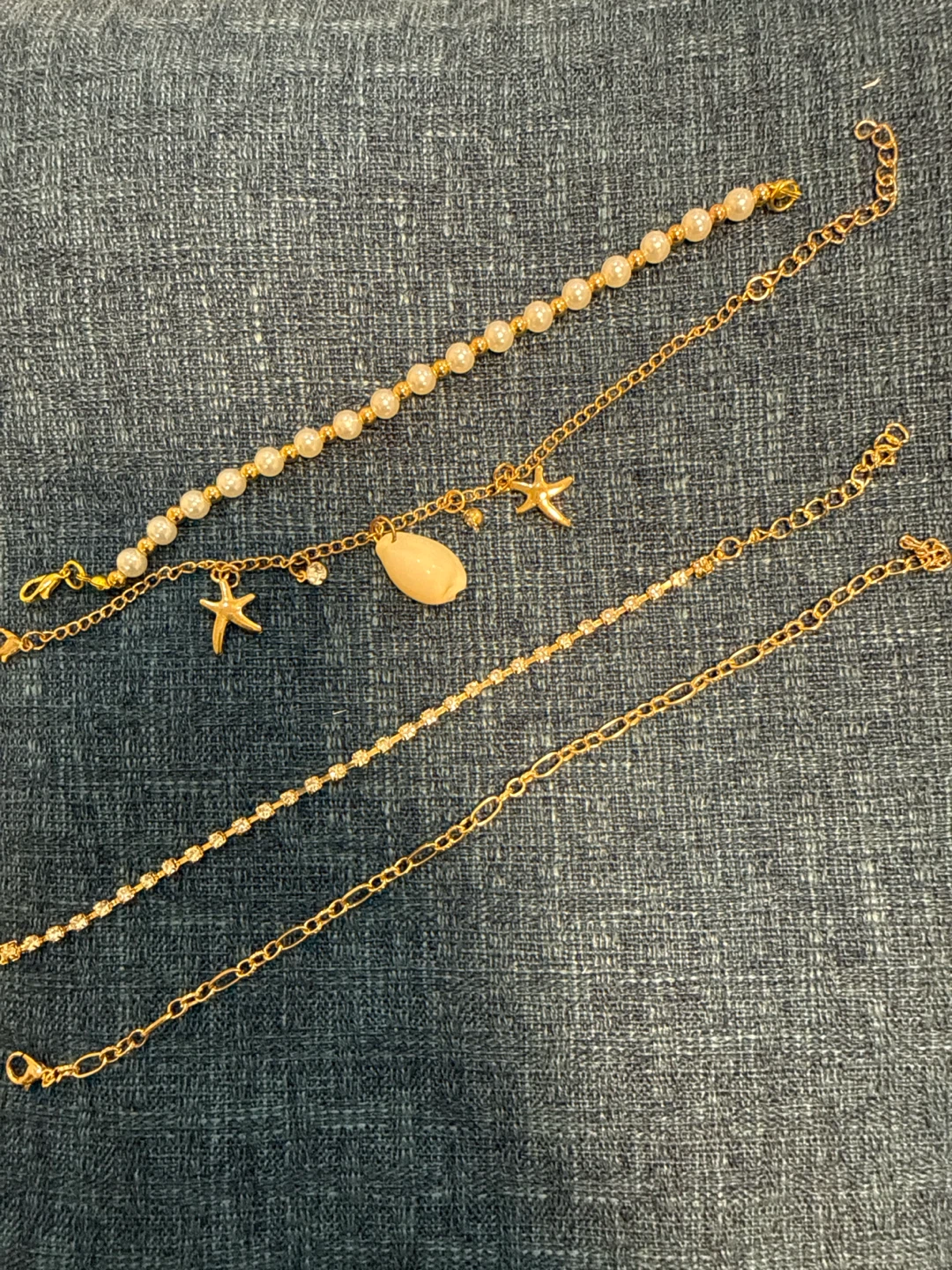Gold-tone bracelet with Pearls, Shell, and Rhinestones - photo 2