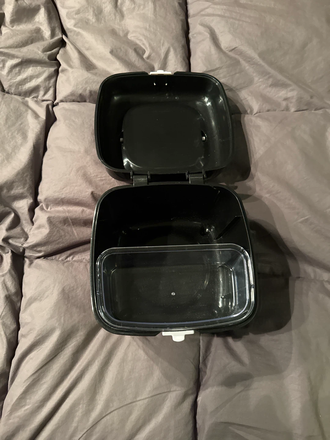 Black storage Box with Clear Compartment