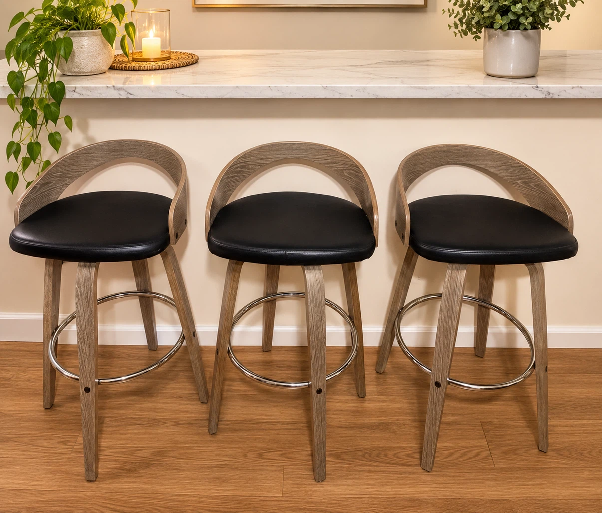 Set of 3 Swivel Bar Stools