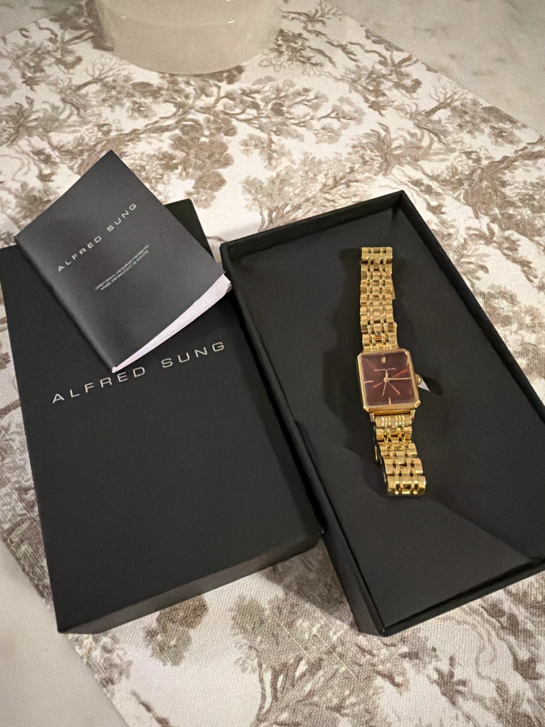 Alfred Sung Gold Tone Square Watch