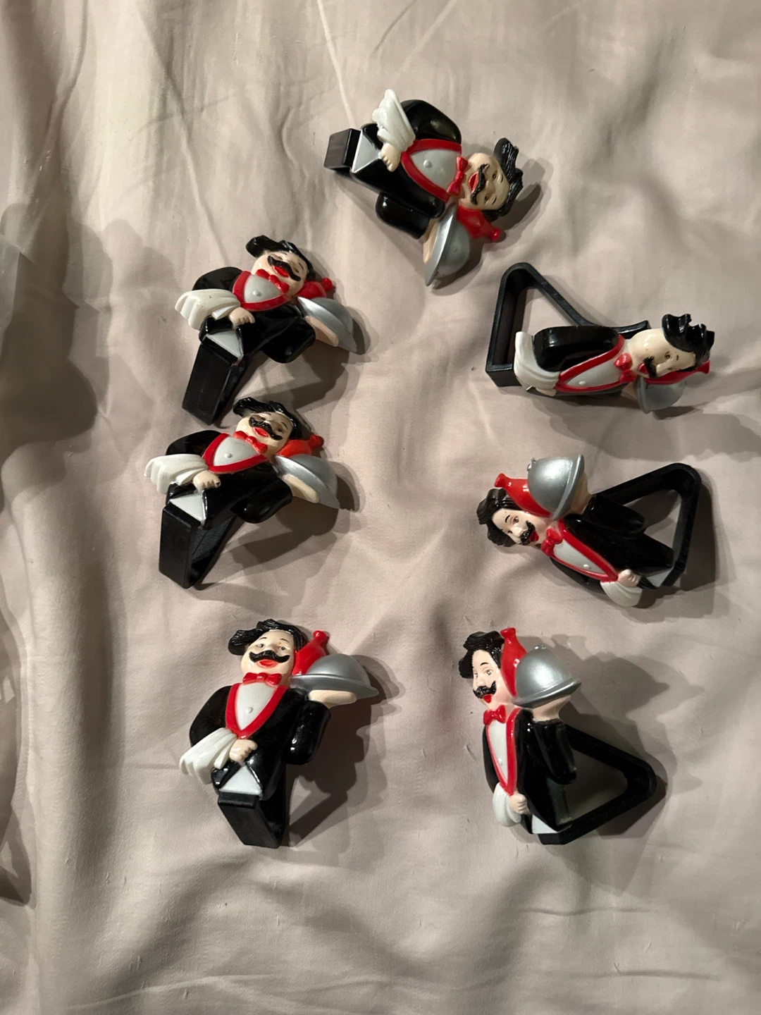 Set of 7 Butler Figurine Place Card Holders