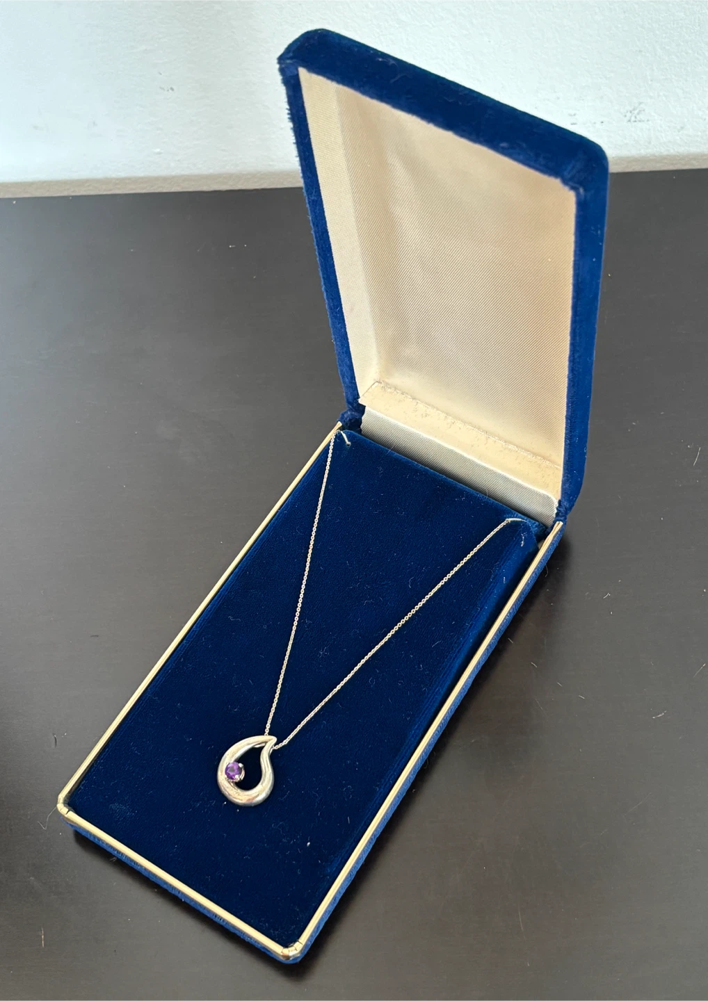 925 Silver Chain and Teardrop Pendant with Amethyst