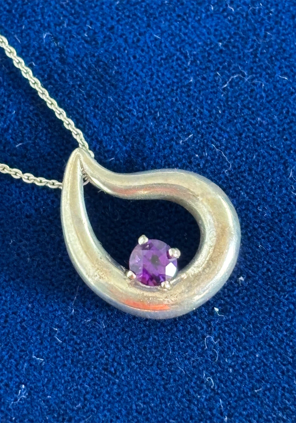 925 Silver Chain and Teardrop Pendant with Amethyst - photo 2