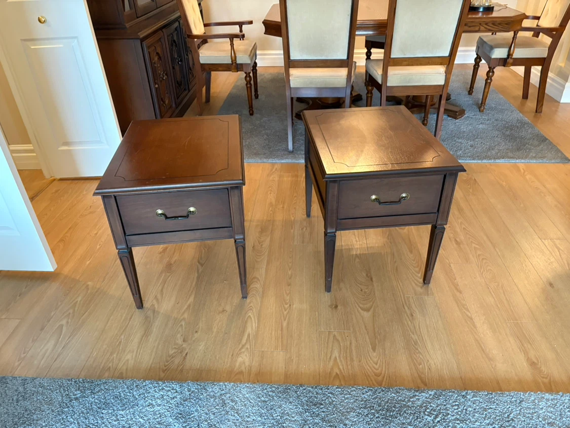 Free delivery used Vintage Wooden End Tables - Set of 2