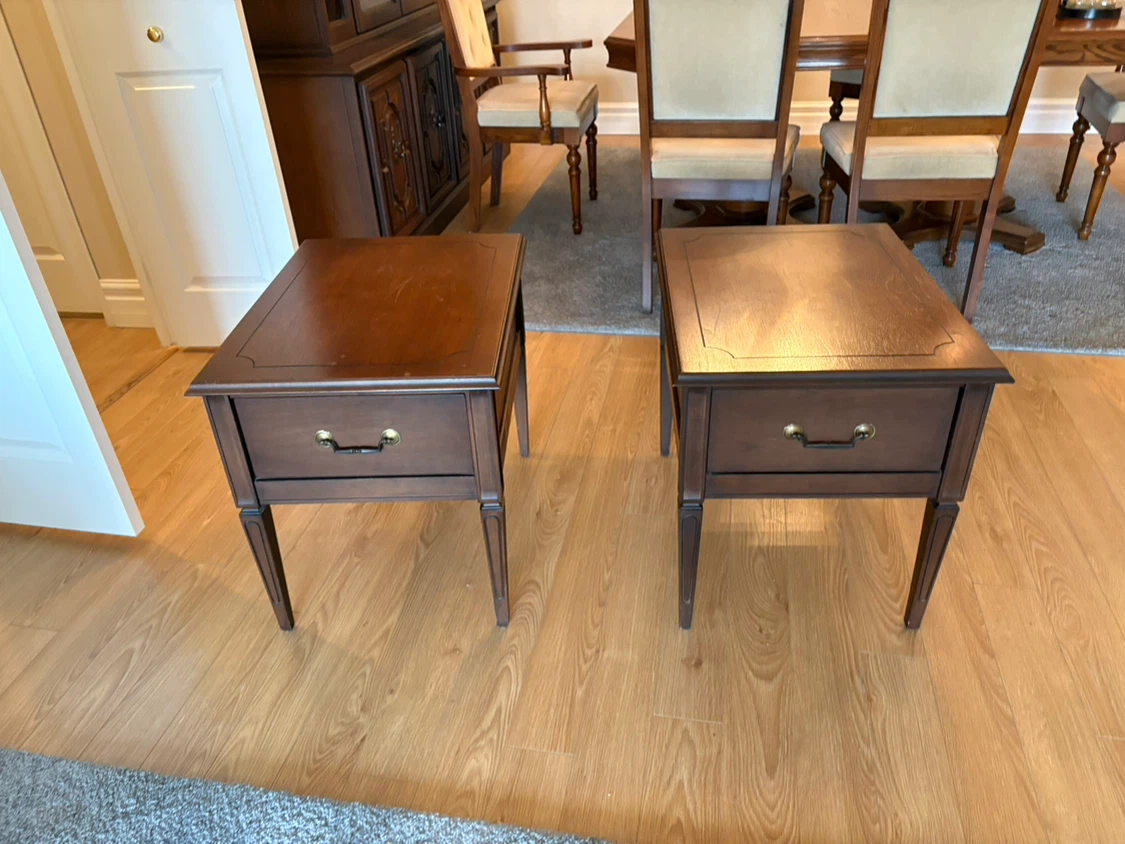 Free delivery used Vintage Wooden End Tables - Set of 2 - photo 5