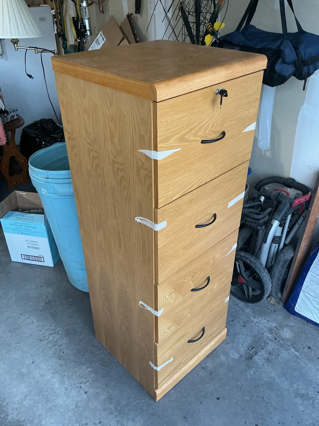 Wooden 4-Drawer Filing Cabinet with Lock