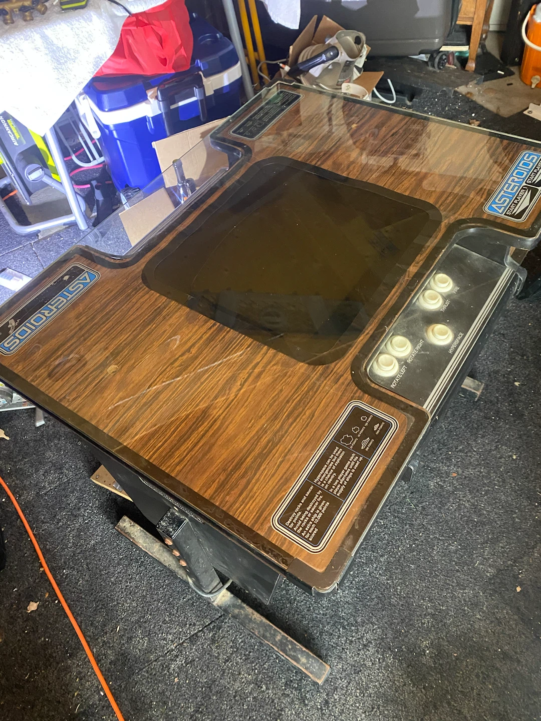 Atari asteroids table top game.