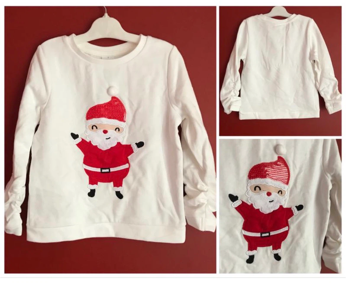 Kids White Santa Sequin Sweatshirt - photo 2