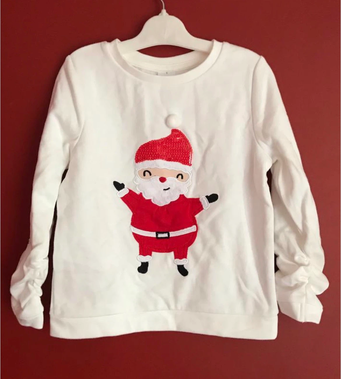 Kids White Santa Sequin Sweatshirt - photo 3