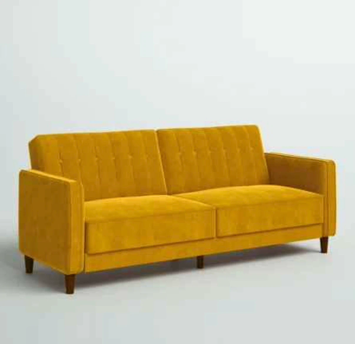 Mustard Yellow Velvet Convertible Sofa Couch 81.5"