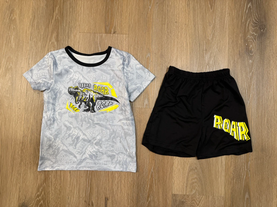 Dinosaur T-Rex Roar T-Shirt and Shorts for Kids Size 3-4T
