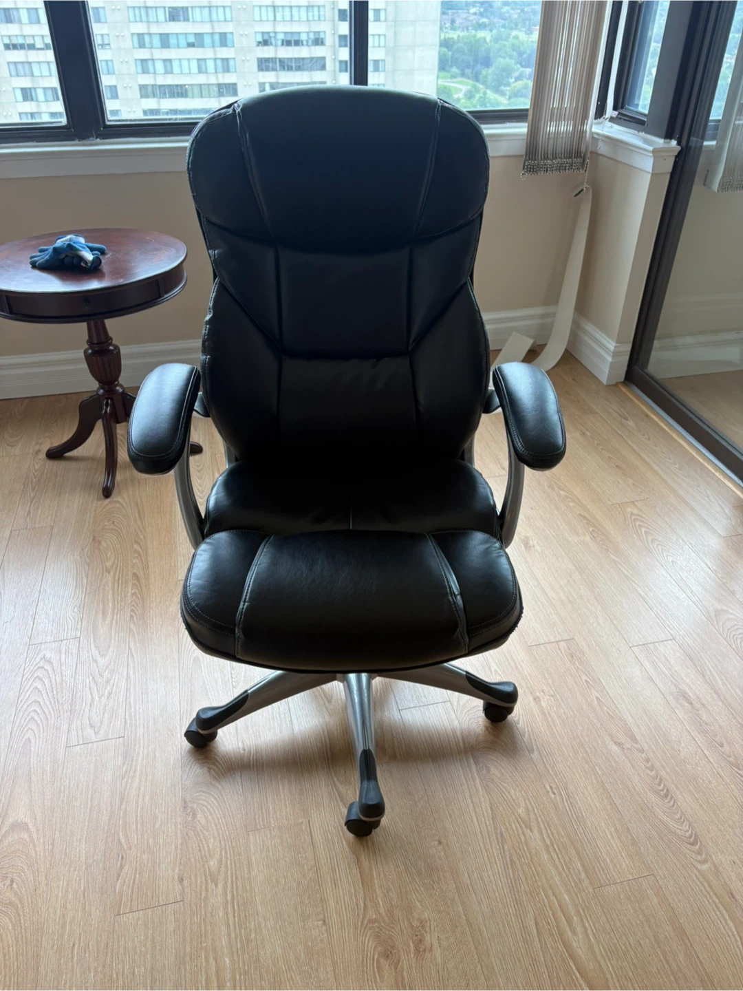 Free delivery used Black Faux Leather Office Chair