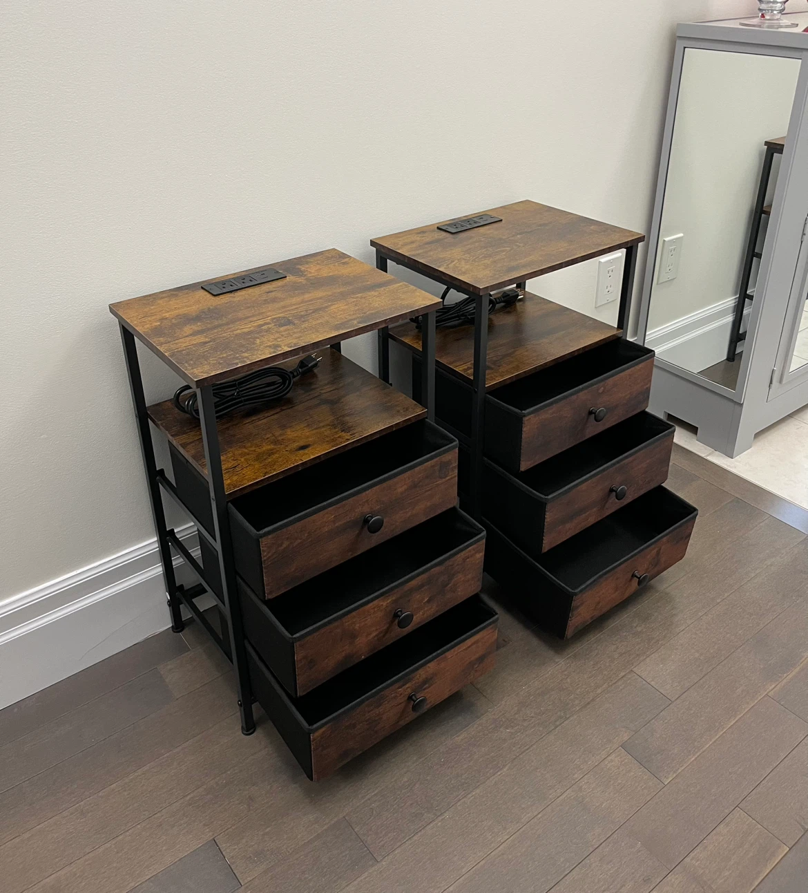 New Set of Brown Tables w/ Power & LED - photo 2