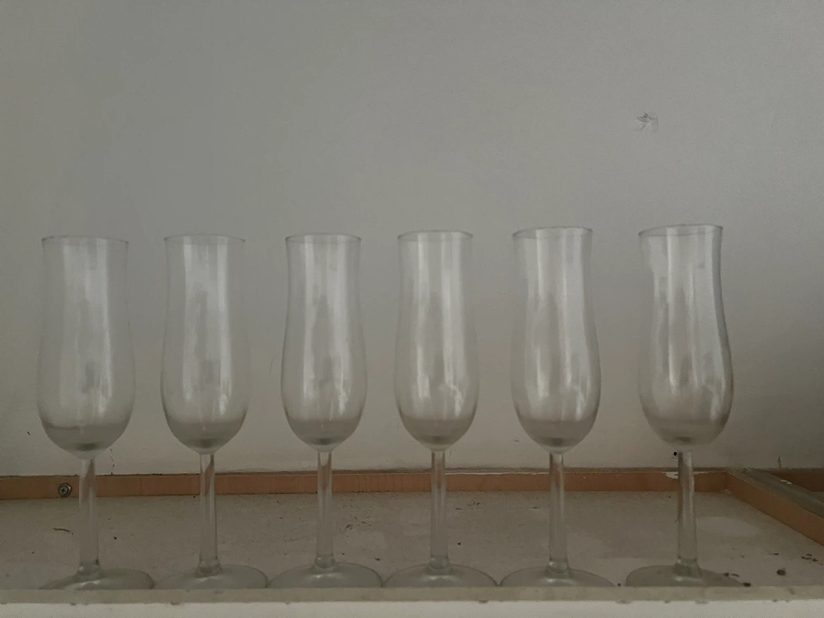 Set of 6 glass champagne flutes - photo 2
