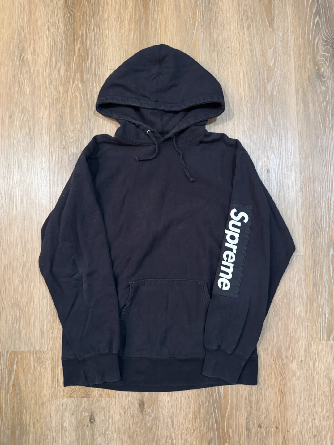 Supreme Black Pullover Hoodie Sleeve Patch Size XL