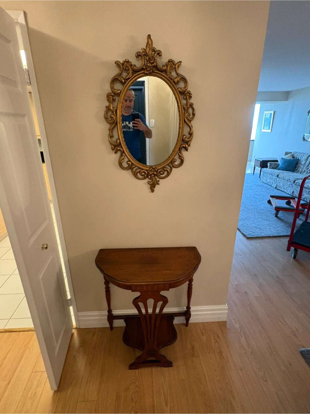 Used Antique Console Table with Mirror