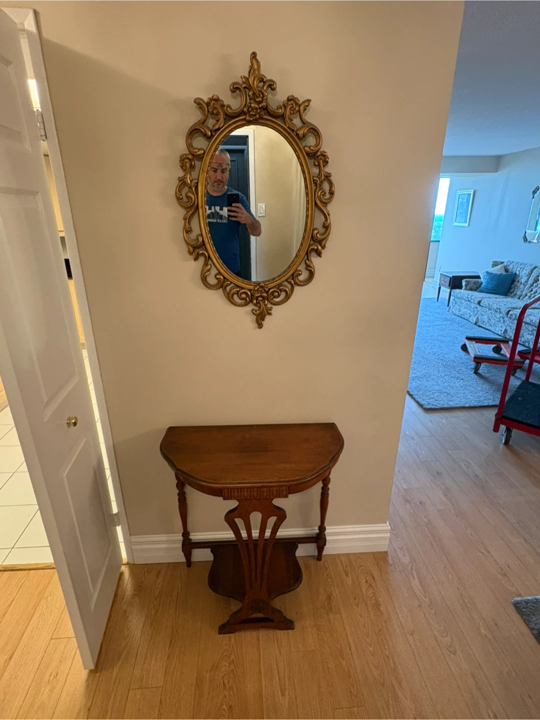 Used Antique Console Table with Mirror - photo 2