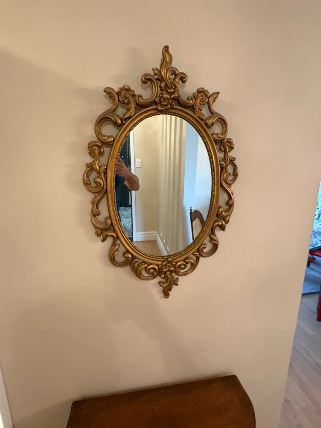 Used Antique Console Table with Mirror - photo 3