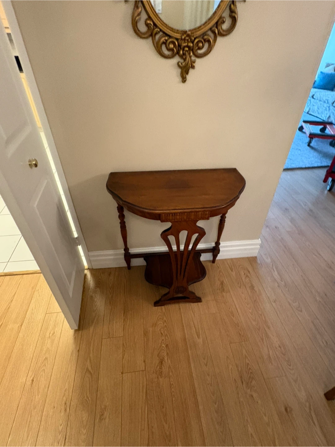 Used Antique Console Table with Mirror - photo 4