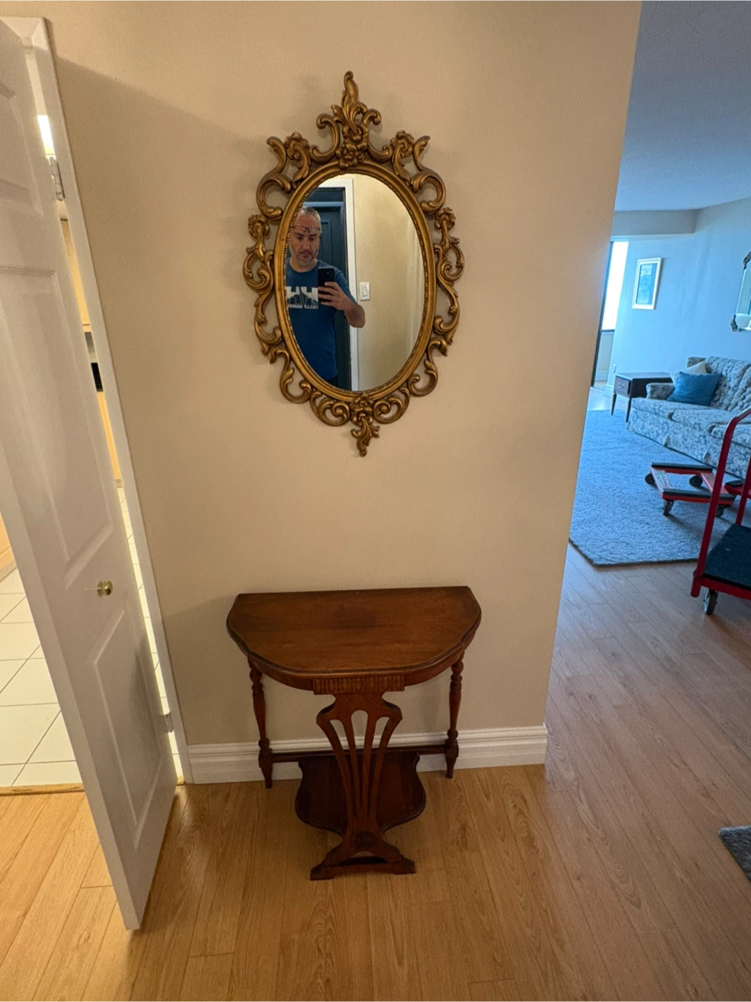 Used Antique Console Table with Mirror - photo 5