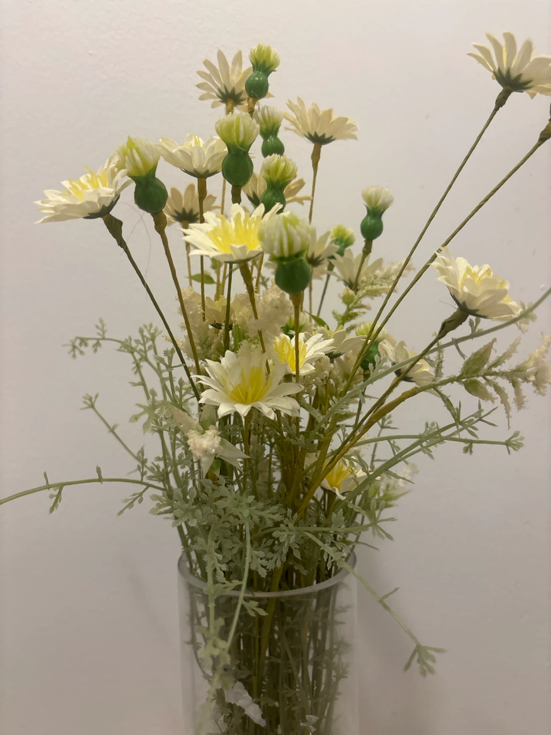 Glass Vase with Faux Daisy Arrangement - photo 2