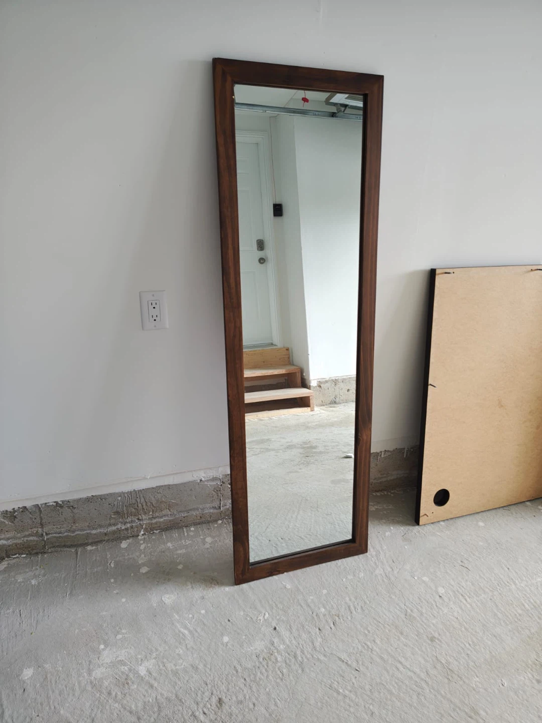 Tall Rectangular Wood Framed Mirror