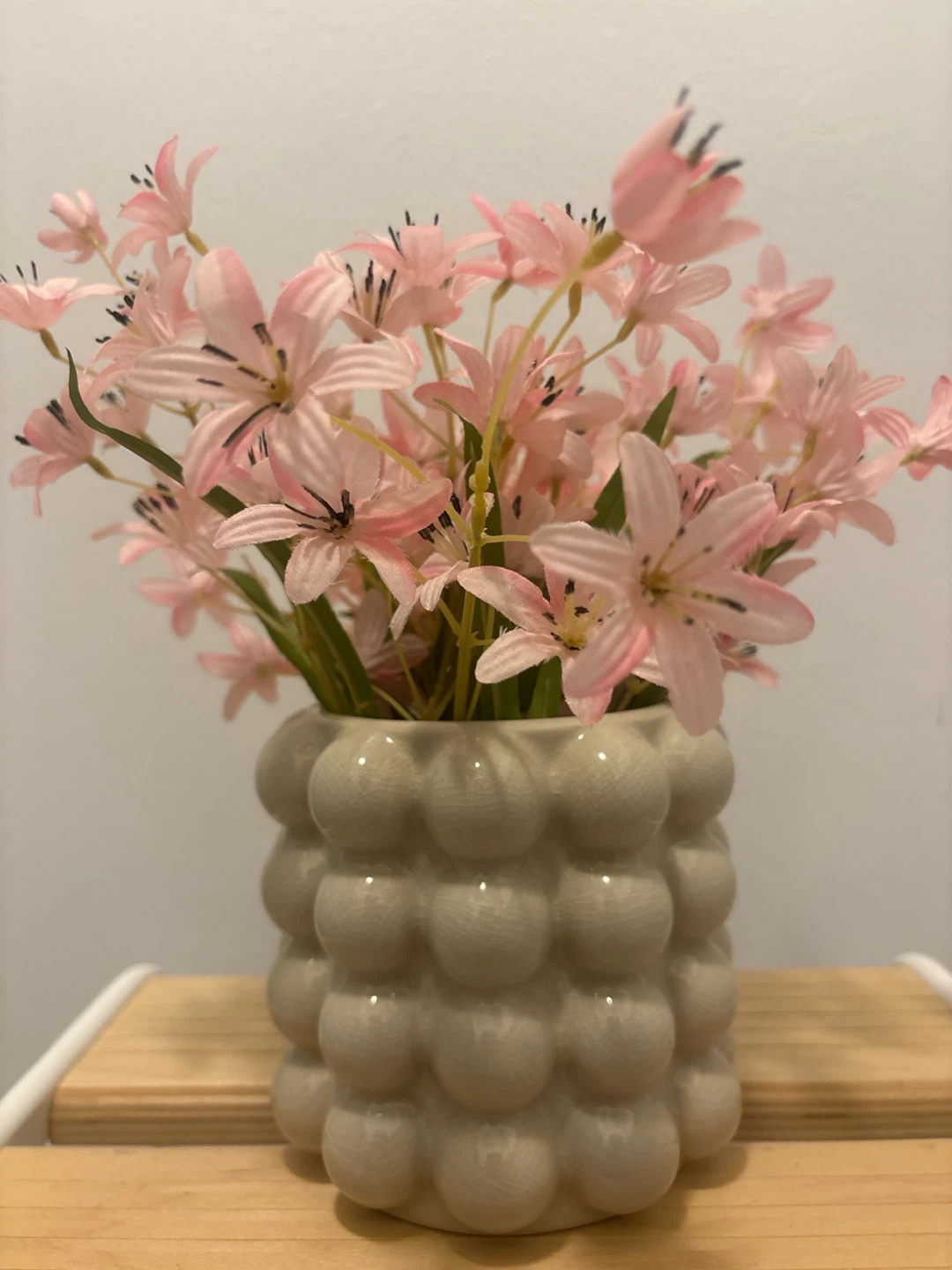 H&M Home Pink Floral Arrangement with Bubble Vase