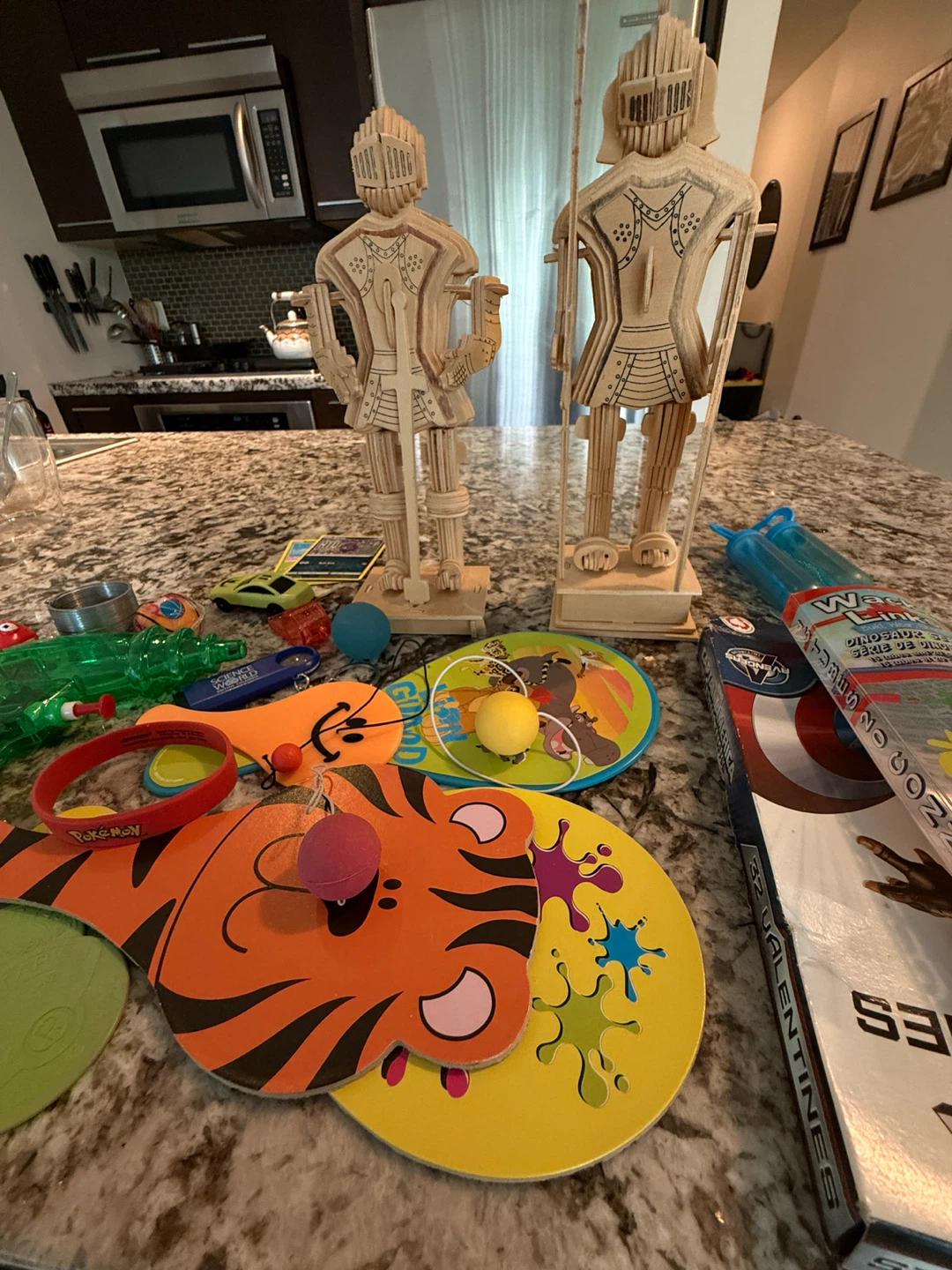 Wooden Knight Figurines & Assorted Toys