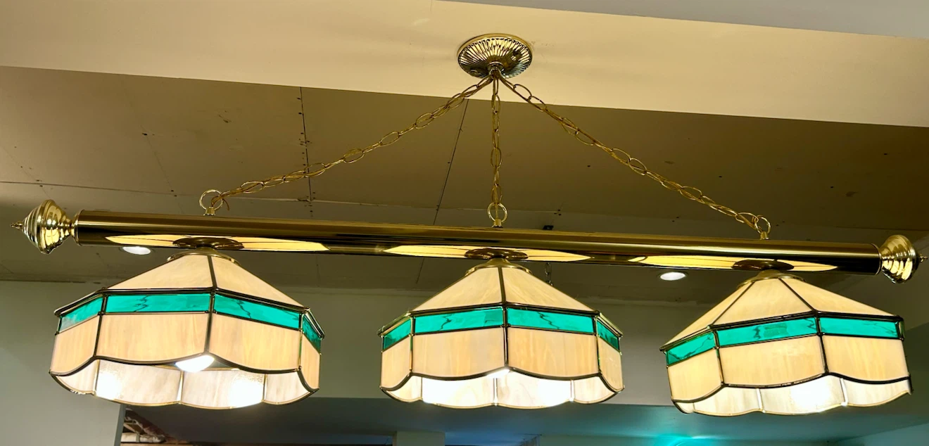 3-Light Stained Glass Pool Table Light